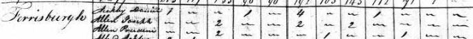 Joseph and Prudence in the census of 1810. Source: Ancestry.com. 1810 United States Federal Census [database on-line]. Provo, UT, USA: Ancestry.com Operations, Inc., 2010. Images reproduced by FamilySearch.
Original data: Third Census of the United States, 1810. (NARA microfilm publication M252, 71 rolls). Bureau of the Census, Record Group 29. National Archives, Washington, D.C.